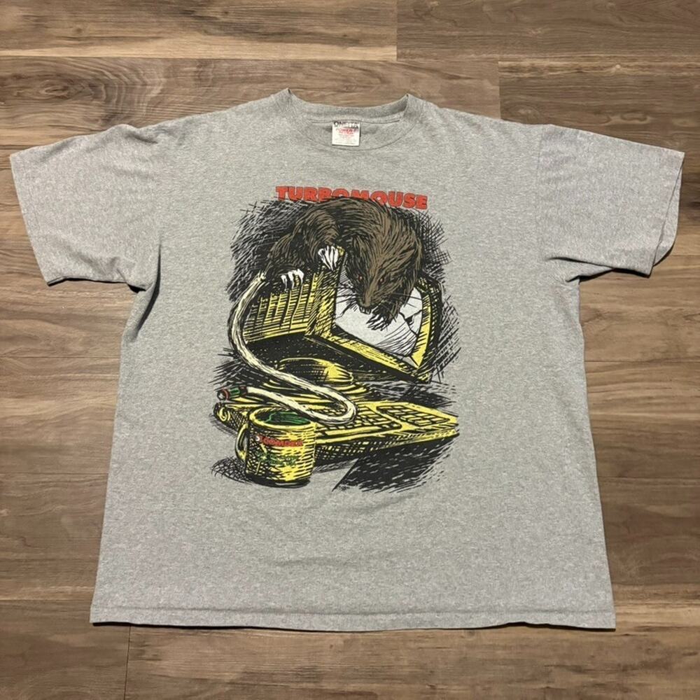 Vintage Turbomouse Tech T-Shirt Men's Size XL Gray Software COMDEX 1990s RARE